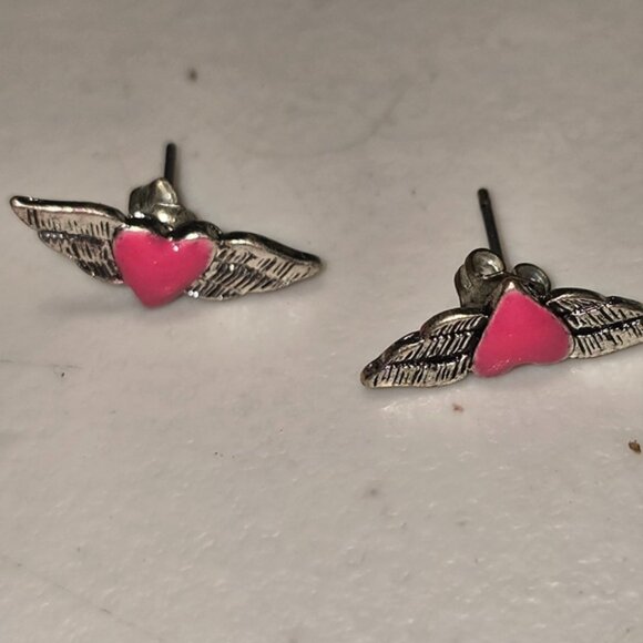 Jewelry - Red Heart With Wings Earrings